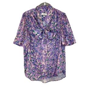 J. Crew Collection Womens Tie-Neck Top In Ratti® Lilac Collage Print Size S